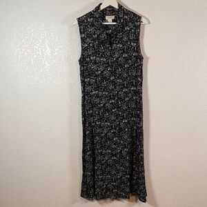 Vintage Christopher & Banks Black & White Paris Novelty Print Button Down Dress